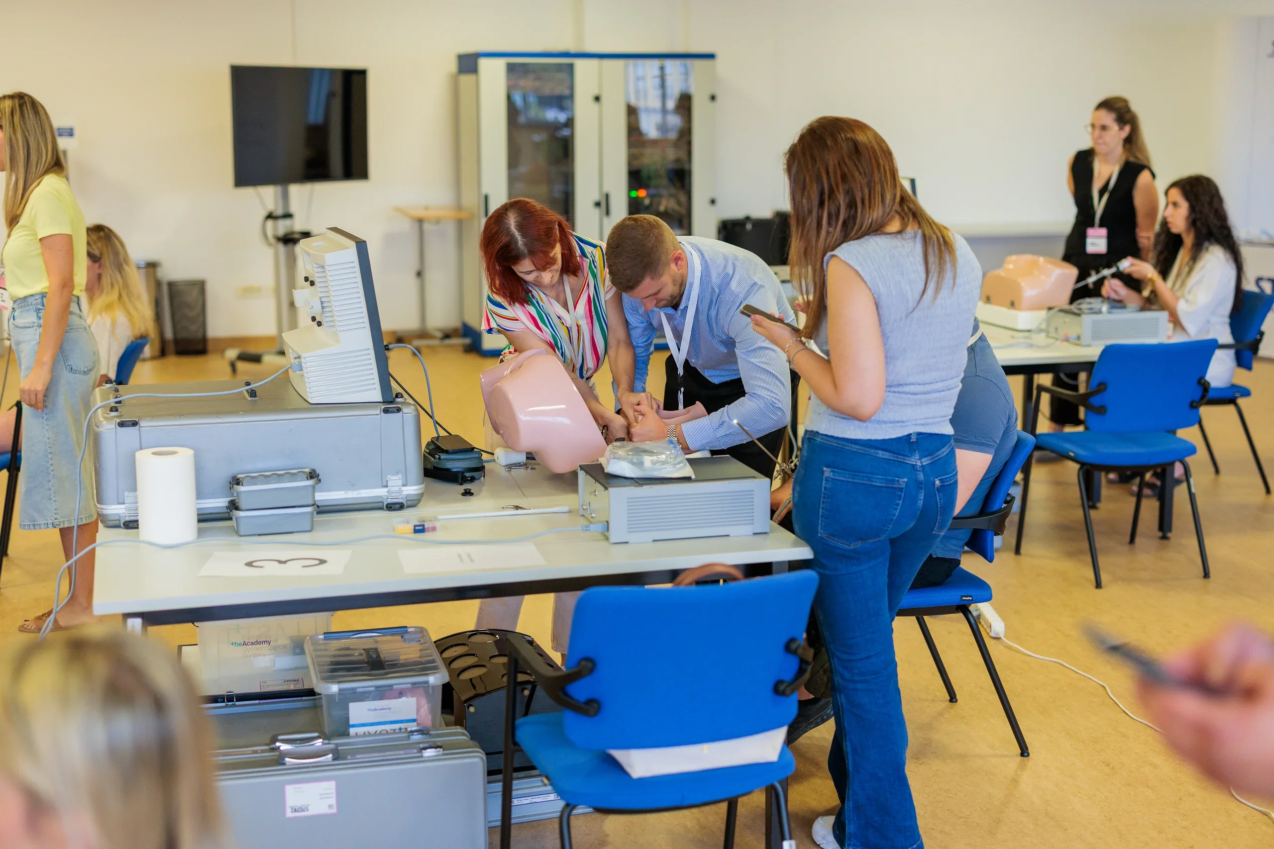 Surgeons practising safely on a simulator